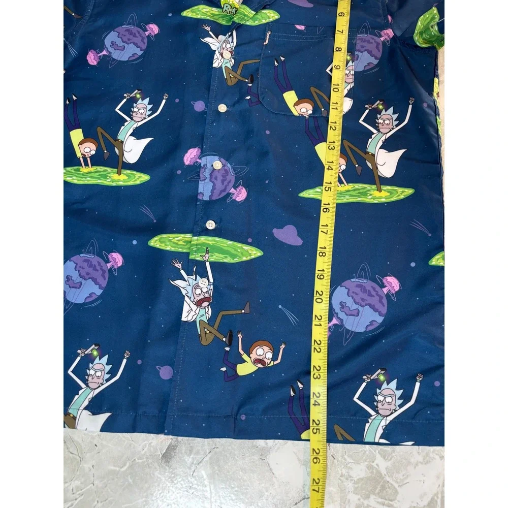 OppoSuits Rick and‎ Morty Mens XS Short Sleeve Button Up Shirt Blue Portal New